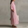 thumbnail image 5 of TaTaai Women's V-Neck Short Sleeve Maxi Dress with Striped Print, Side Pockets, and Relaxed Casual Fit, 5 of 5