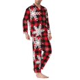 thumbnail image 2 of Balery Snowflakes On A Buffalo Plaid Pijama para Hombre de Dos Piezas con Manga Larga, Conjunto de Dormir y Descanso Suave con Bolsillos-Large, 2 of 7