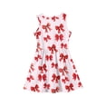 thumbnail image 4 of CCRFTGI Girls Dresses Size 8 Mini Wine Bow Print Dress Birthday Cute Sleeveless Girls Clothes Summer Trendy Special Occasion Dresses Wine 3-4 Years, 4 of 4
