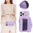 thumbnail image 2 of for iPhone 13 Pro Max Case Wallet with Strap for Women,Crossbody Lanyard,Zipper Pocket,Credit Card Holder,Ring Stand,RFID Blocking Phone Wallet Case for iPhone 13 Pro Max (6.7",Purple), 2 of 16