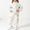 thumbnail image 3 of ITSAME Girls Outfit 2-Piece Zipper Stand Collar Jacket and Tapered Pants Fall Winter Casual Comfy Set White Size 4T, 3 of 7