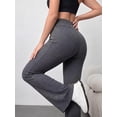 thumbnail image 5 of DENTOYOU Womens Crossover Yoga Pants High Waisted Flare Leggings Tummy Control Bootcut Workout Pants Casual Athletic Leggings Grey M, 5 of 8