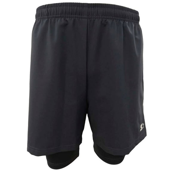 Short Starter para Hombre, Liso Doble Negro Talla G