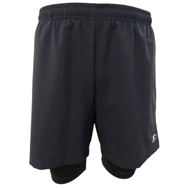 Short Starter para Hombre, Liso Doble Negro Talla CH