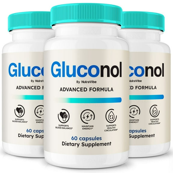 (3 Pack) Gluconol – Original Formula with a Clean Blend to Support Healthy Circulation, Natural Energy & Balanced Levels | Just 2 Easy-to-Swallow Pills Daily (180 Capsules)