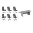 thumbnail image 1 of Pemberly Row Set of 7 - Gray Conference Table & 6 Dark Gray Executive Chairs, 1 of 15
