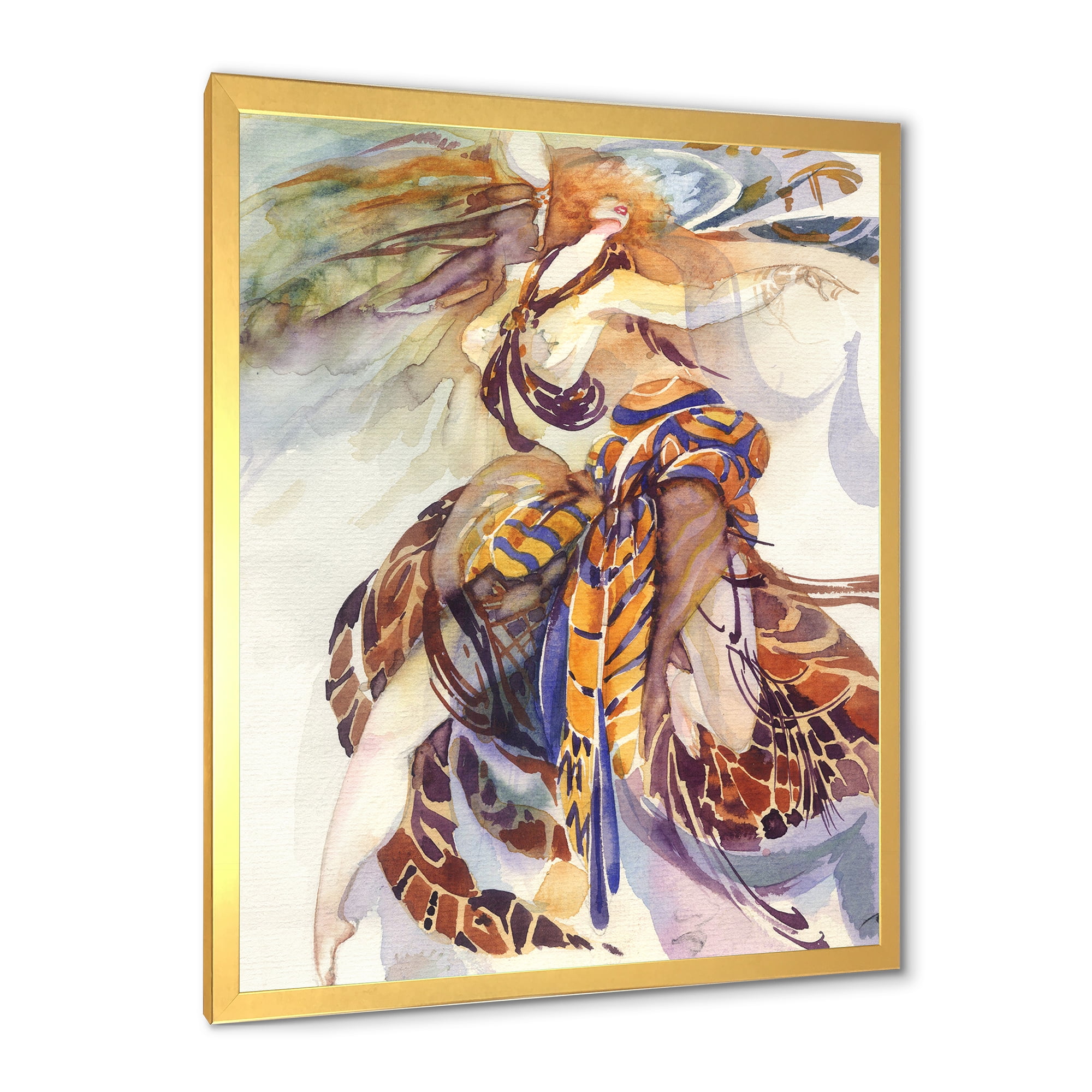 Designart 'Allegory of Paradise Bird Woman Portrait' Traditional Framed Art Print