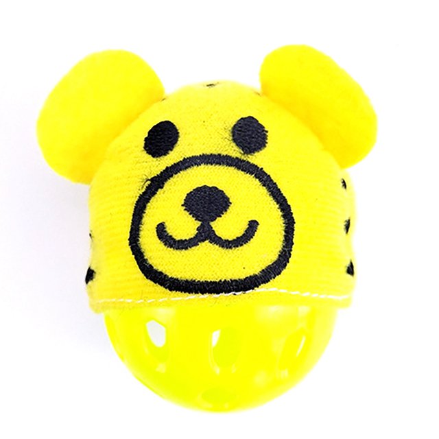 Cat Toy Bell Ball Cartoon Plastic Kitten Play Toy Pet Interactive Toy for Indoor