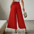 thumbnail image 4 of Lu's Chic Women's Palazzo Pants Wide Leg Split Slit Casual Pants Summer High Waisted Lightweight Elastic Waist Trousers Tie Knot Red Medium, 4 of 4