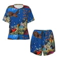 thumbnail image 5 of "Wukai Colorful Coral Reef Women's Pajama Set - Short-Sleeve Top and Shorts with Elastic Waistband and Pockets for Loungewear, Yoga, and Casual Wear-Large, 5 of 8