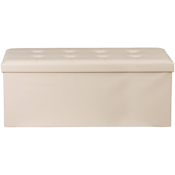 SuperDeal 43 Inches Folding Storage Ottoman Bench Storage Chest Footrest Stool for Home Beige