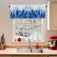 thumbnail image 2 of Curtain Valance, Christmas Forest Snowflake Tree Winter Dark Blue Gray White Short Rod Pocket Window Treatment for Living Room, Bedroom, Kitchen, Bathroom, 1 Panel, 54" X 18", 2 of 8