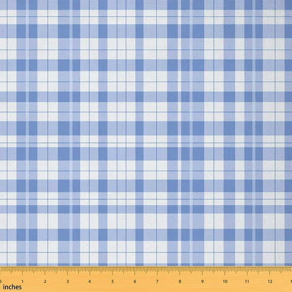 Homewish Modern Abstract Geometric Fabric by the Yard 1 Yard,Minimalism Grid Checkered Home Decor Fabric by the Yard,Sku Blue Plaid Sewing Fabric For Teens,Luxury Bedroom Decor