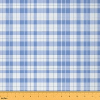 Homewish Modern Abstract Geometric Fabric by the Yard 1 Yard,Minimalism Grid Checkered Home Decor Fabric by the Yard,Sku Blue Plaid Sewing Fabric For Teens,Luxury Bedroom Decor
