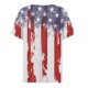 thumbnail image 5 of Camiseta para Mujer Camiseta con Estampado de Botones Manga Corta Diario Fin de Semana Moda Básica Cuello en V Top Regular Vermilion/3XL, 5 of 5
