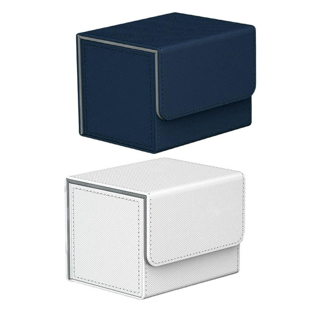 Caja de almacenamiento para baraja de cartas coleccionables, 2 unidades azul oscuro blanco