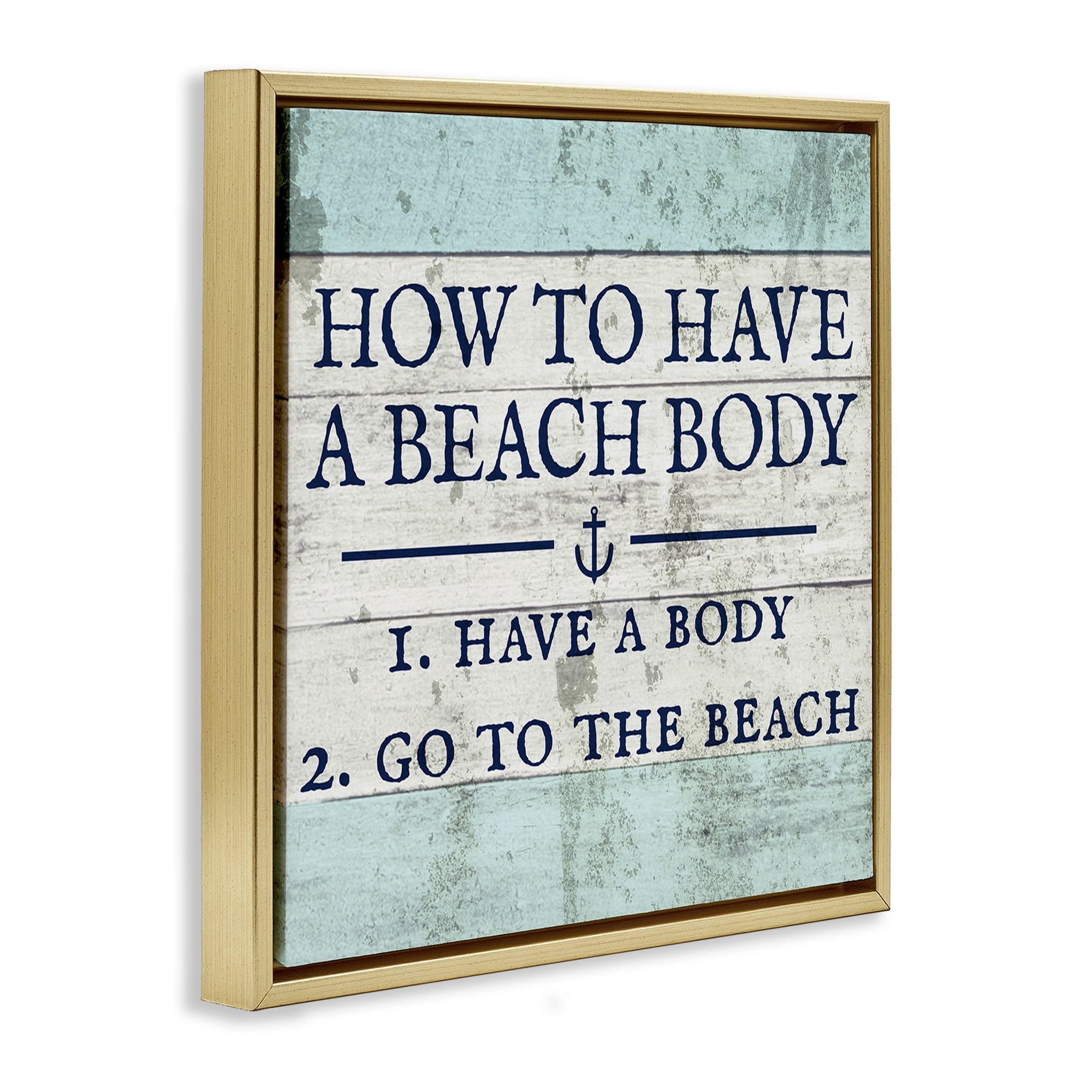 Stupell Industries Sassy Beach Body Steps Typography Painting Gold Floater Framed Canvas Art Print Wall Art, 18 x 18
