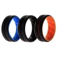 thumbnail image 1 of Juego de anillos de boda de silicona BR Middle Line - Multicolor de ROQ para hombres - Anillo de 3 x 8 mm, 1 of 4