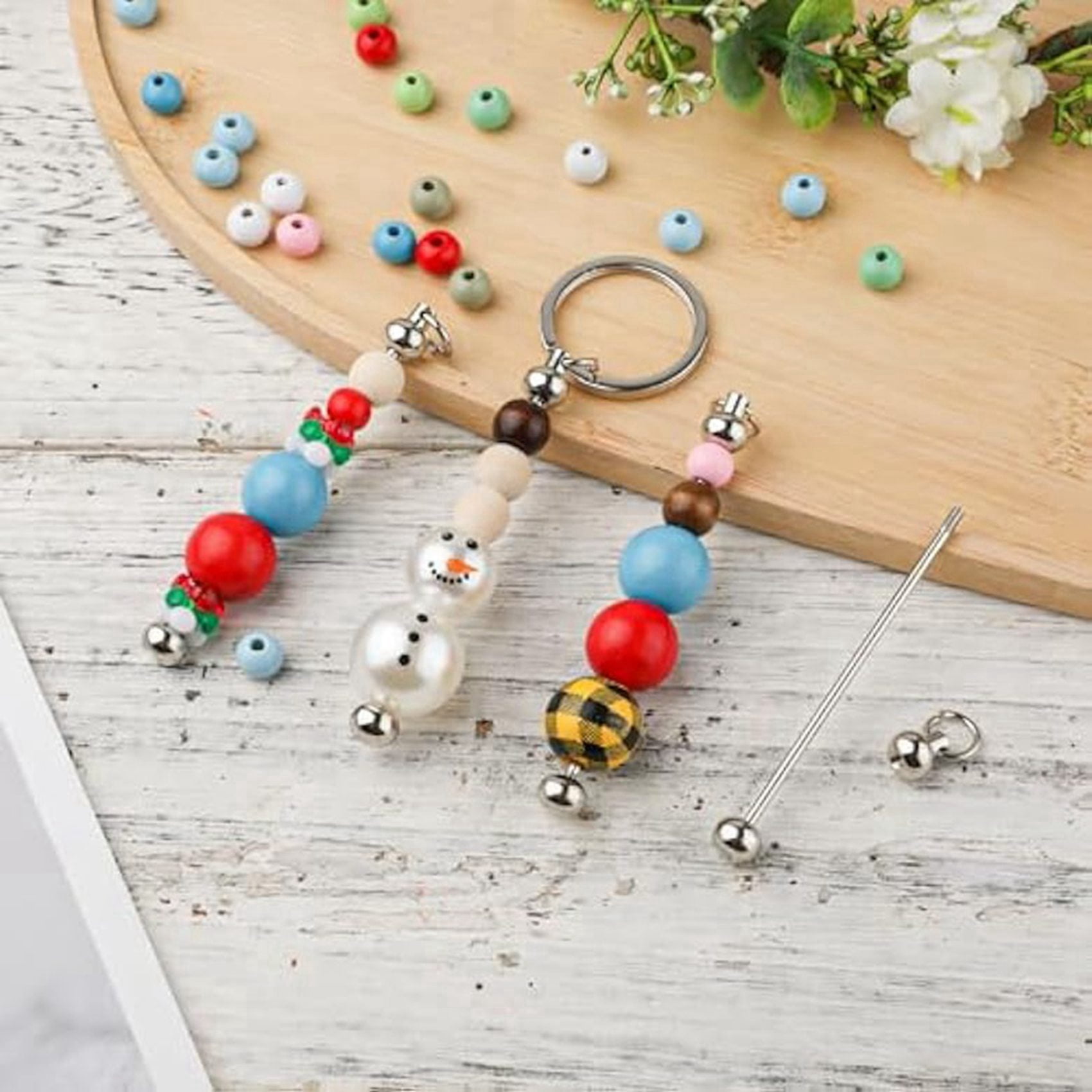 100Pcs Blank Beadable Keychain Bars,Metal DIY Bead Keychain Bar Charms Eady Detachable Key Chain Making Accessories