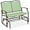 Sage Green/Brown, variant on WYDK 2-Person Outdoor Patio Swing Glider Steel Bench Loveseat Rocker for Deck, Porch w/Textilene Fabric, Steel Frame-Ivory/Gray