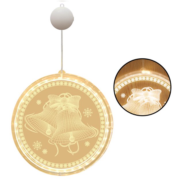 Inteprter Lámpara colgante 3D, decoración navideña para el hogar, lámpara LED de cadena, diseño único de vacaciones, ventana, luz de Navidad para Iluminación navideña campana de navidad Inteprter HA001724-03B