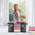 thumbnail image 6 of WOBOGO Golden Winged Crow Pattern Clothes Storage 2Pack Foldable Thick Fabric Blanket Organizer Bag with Handle 21.65×13.78×12.4in, 6 of 7