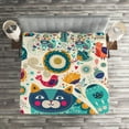 thumbnail image 2 of Ambesonne Animal Quilted Coverlet 3 Pcs, Cat with Birds, King Size, Multicolor, 2 of 2