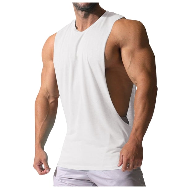 Men's Tank Top Muscle Men's Sports Casual Solid Color Men's Sleeveless Sweetheart T-shirt 3XL