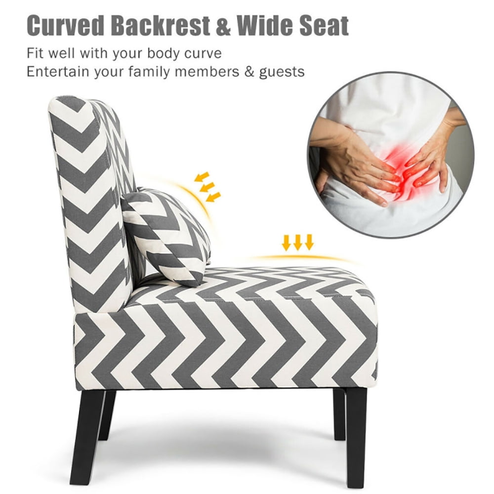 Finihen Armless Accent Living Room Chairs, Modern Side Chair, Accent Armless Single Sofa with Lumbar Pillow for Home and Office, Gray Finihen Armless Accent Living Room Chairs, Modern Side Chair, Accent Armless Single Sofa with Lumbar Pillow for Home and Office, Gray