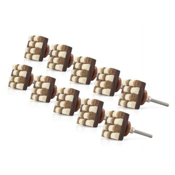 Mascot Hardware Fusion Checkered 1-1/3 In. (34Mm) Cream & Brown Cabinet Knob - Pack of 10