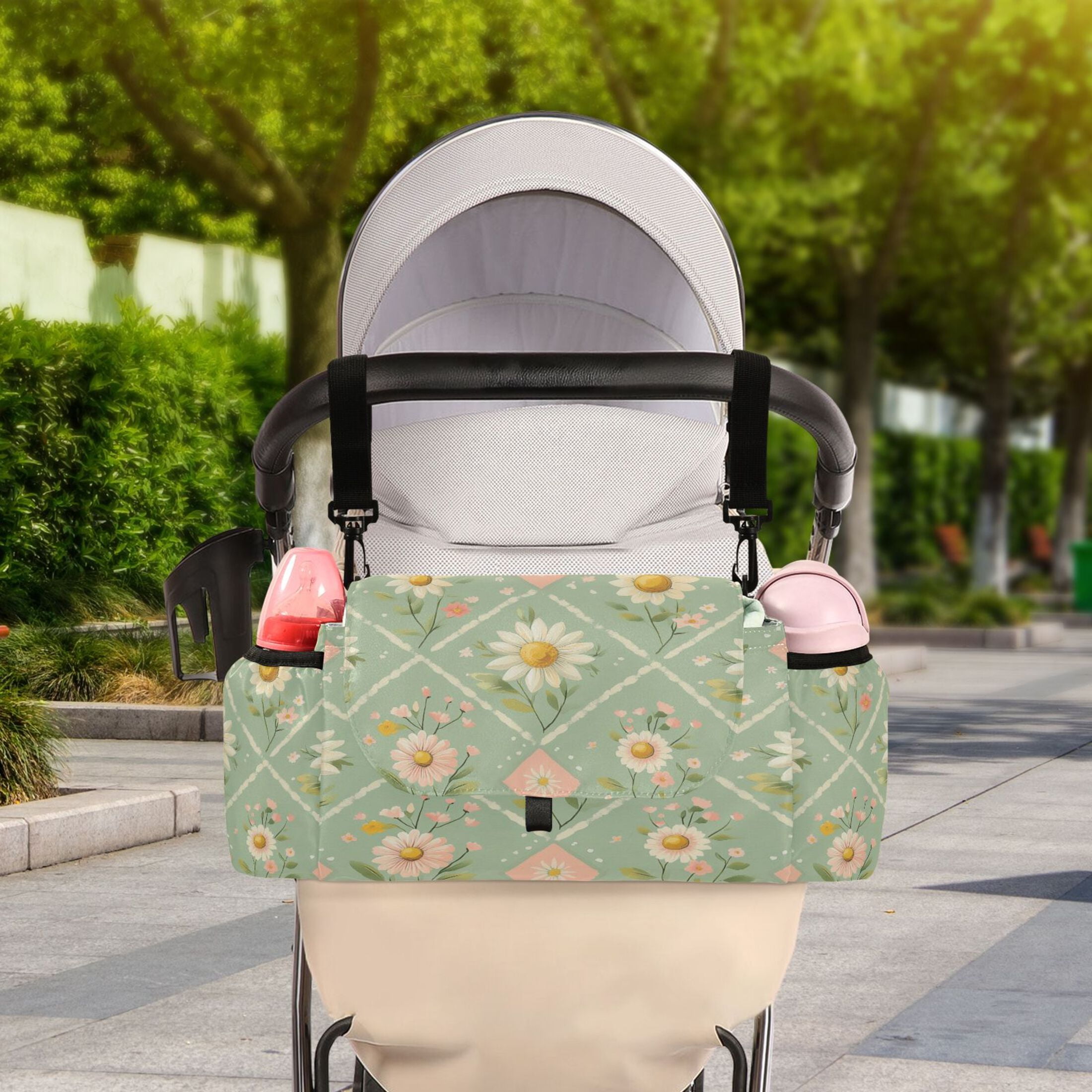DIXRUYEE Stroller Organizer Pastel Petals Printed