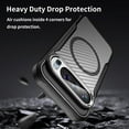 thumbnail image 3 of Magnetic Case for Google Pixel 8 Case Compatible with Magsafe Carbon Fibre Delicate Matte Texture Soft Silicone Semi-Translucent Back Airbag Anti Drop Lens Protection Shock Case, Black, 3 of 13