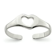 Primal Silver Sterling Silver Cut Out Heart Toe Ring