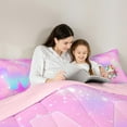 thumbnail image 4 of Manfei Girls Personalized Gifts 7-Piece Twin Bedding Sets,Gradient Latter M Bedding Comforter Set,Lovely Unicorn Sheet Sets For Princess,Lightweight Room Decoration Reversible, 4 of 8