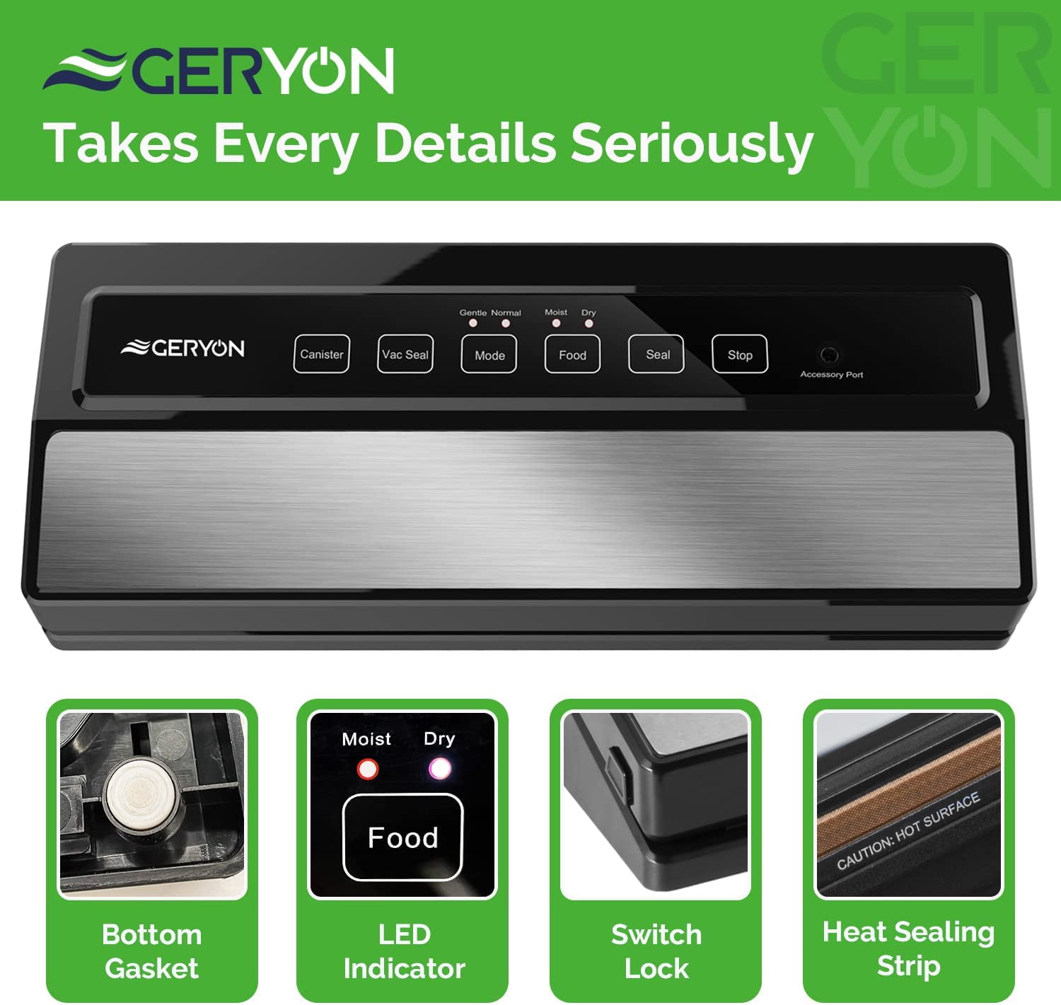 Geryon Compact Vacuum Sealer E2900-MS Silver / UK 230V