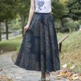 thumbnail image 1 of Mujeres Boho Floral Vintage Falda larga Tallas grandes con cintura elástica Bolsillos laterales Irfora Falda, 1 of 7