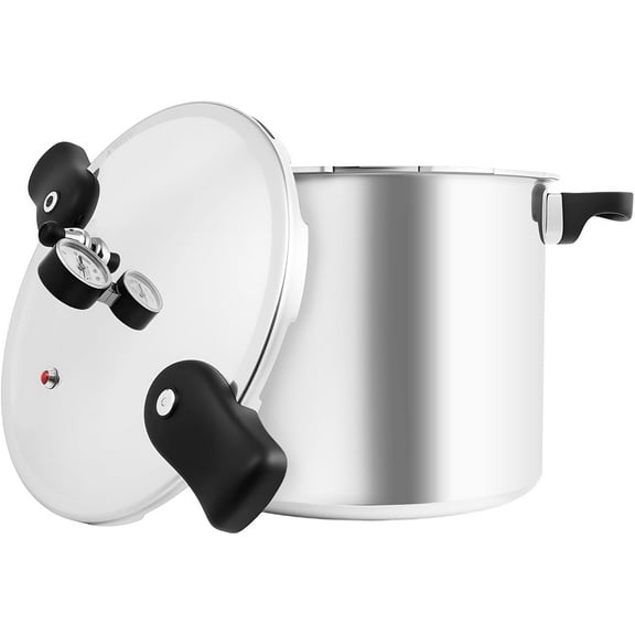 23 Quart Pressure Cooker, Large Pressure Canner, Pressure Gauge & Pressure Regulator,Anti-scald Handle and Silicone Ring,Suitable for Canning, Steaming, and Stewing - Aluminium,Large Capacity,90kpa