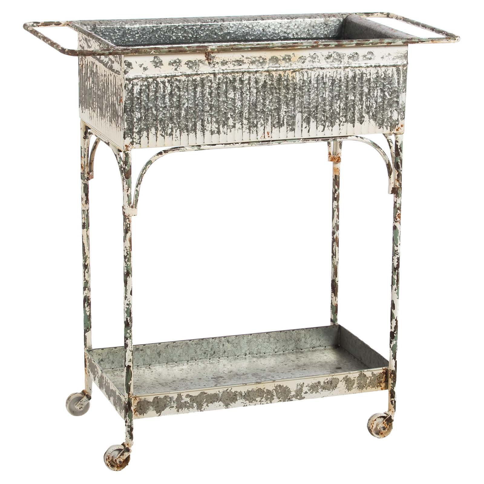 Evergreen Enterprises White Washed Galvanized Metal 2Tier Cart
