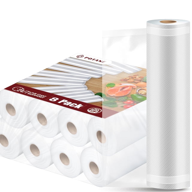 Bolsas selladoras al vacío Potane, paquete de 8, 20 x 50 cm (8 rollos) para alimentos