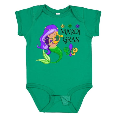 

Inktastic Mardi Gras Mermaid with Harp and Beads Gift Baby Boy or Baby Girl Bodysuit