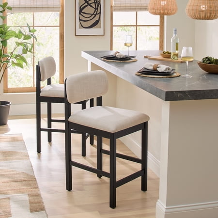 Better Homes & Gardens Juliet Counter Stools, Black & Cream, Set of 2