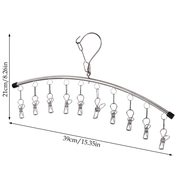 JJKBVCLO Functional Windproof Sock Clip Clothesline With 10 Clips Portable Folding Sock Rack Underwear Clothesline Rack Balcony Travel Versatile Slip Clothes Clip