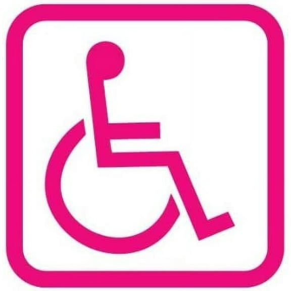 2 Pack - StickerDad® Handicap Disabled Wheelchair Symbol Vinyl Decal - Size: 5", Color: HOT Pink - for Windows, Walls, Bumpers, Laptop, Lockers, etc.