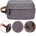 thumbnail image 3 of Bolsa pequeña de nailon para artículos de tocador, bolsa de afeitar ligera para hombres y mujeres, color gris, 3 of 5