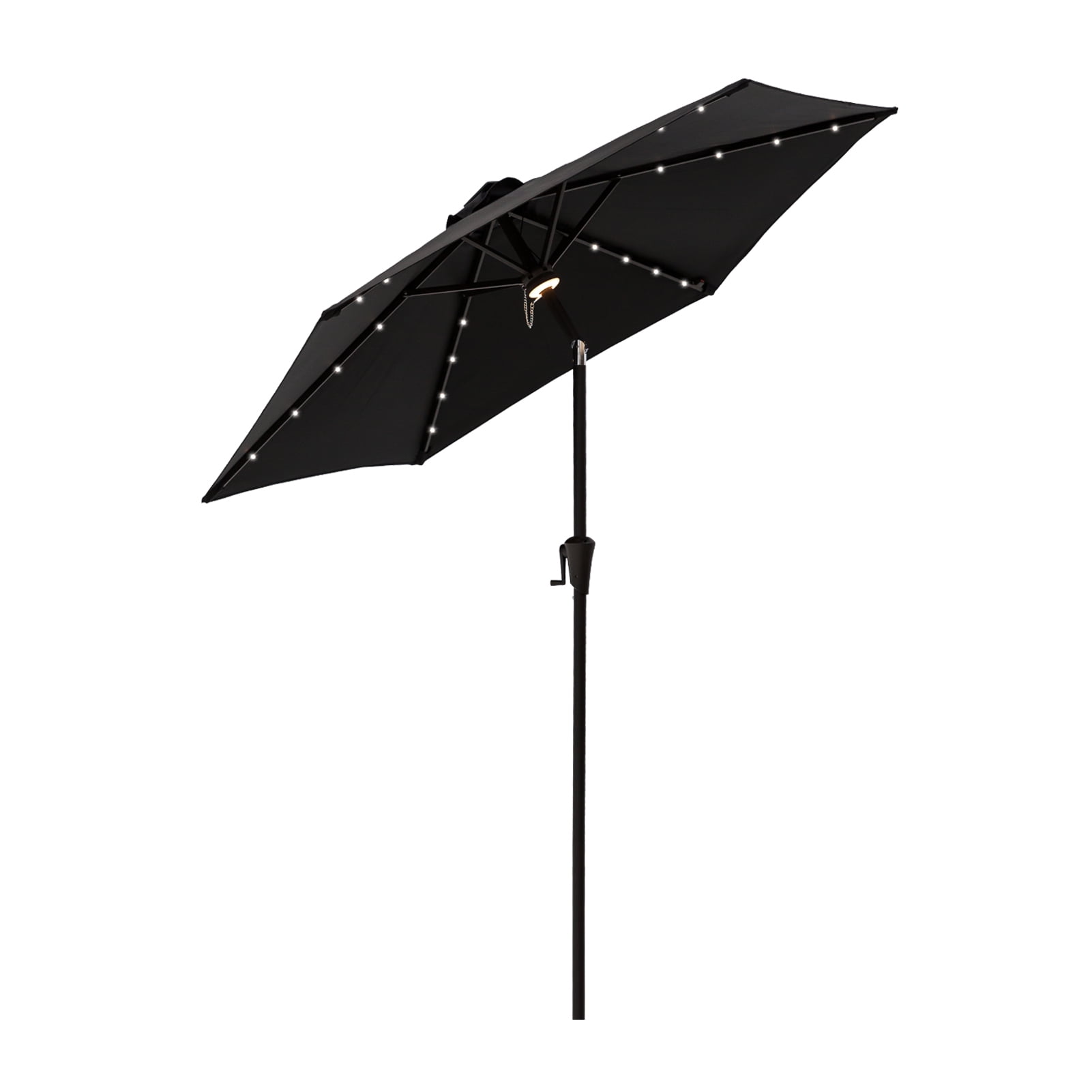 FLAME&SHADE 7.5 ft Solar Powered Outdoor Market Patio Table Umbrella