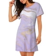 thumbnail image 2 of Pofeuu Lavender Glitter Foil Stripes Print Women's Loose Fit Short Sleeve Nightgown, Comfortable Sleep Dress for Women, Casual Lounge Sleepwear, Soft Cotton Sleep Dress, 2 of 6