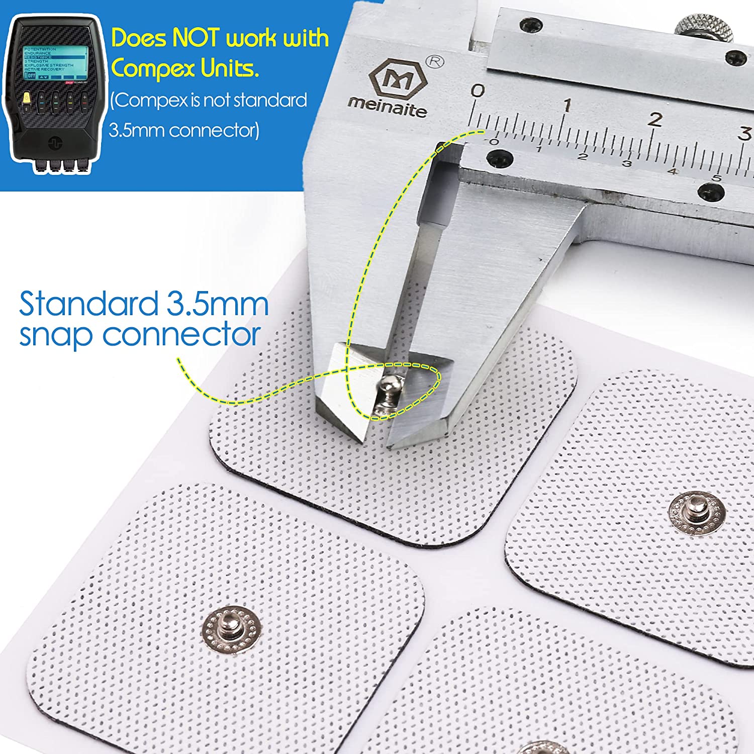 40 Pack Snap-On Replacement Electrode Pads For TENS Unit & Pulse Massager