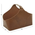 thumbnail image 4 of DecMode 16" Brown Leather Box Style Single Slot Magazine Holder with Detail Stitching and Curved Handles, 4 of 9