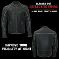 thumbnail image 4 of Milwaukee Leather MLM1536 Mens Vintage Distressed Grey Leather Scooter Style Motorcycle Jacket - Reflective Piping 7X-Large, 4 of 10