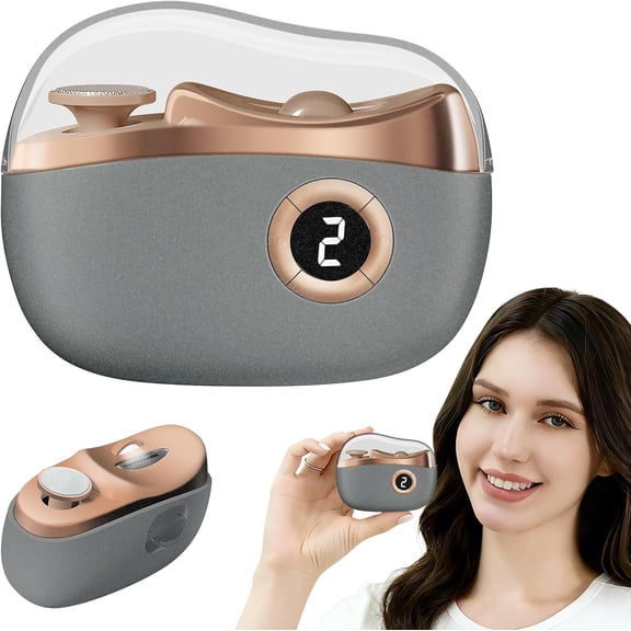 2-in-1 Electric Nail Clipper for Seniors and Adults, Automatic Trimmer & Polisher, 3-Speed Adjustable Electric Nail Cutter with LED Light and Catcher for Fingernails, Home Travel Grooming Tool, Gold